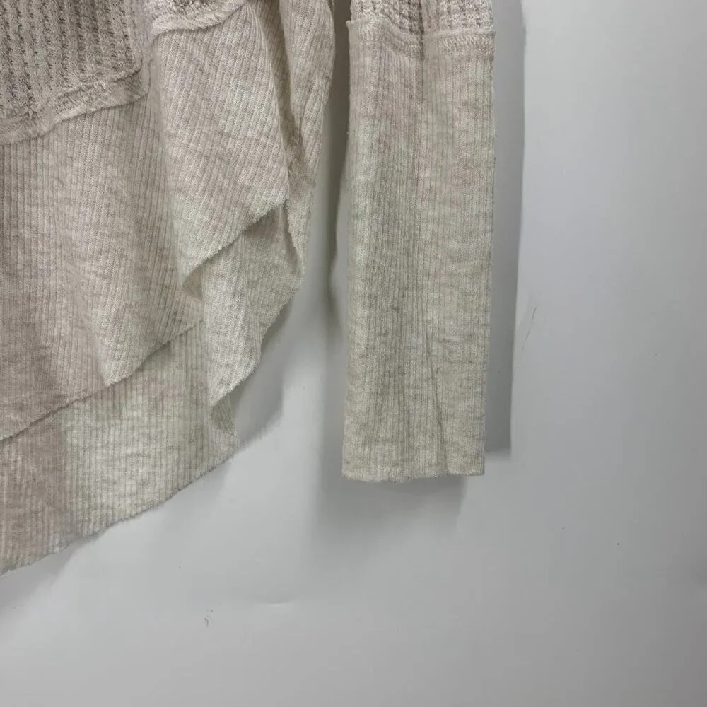 We The Free Free People Women's Catalina Ribbed Unfinished Trim Thermal Top SZ S - Picture 5 of 11